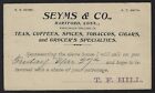 1903 U.S. #UX18 Advertising Card - Seyms & Co. Hartford, CT - Wholesaler