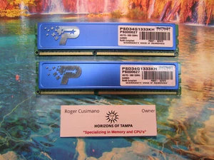 PAIR of Patriot 4GB (2x2GB) DDR3 1333MHz Desktop RAM Memory PSD34G1333KH PC3 - Picture 1 of 1