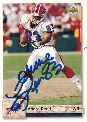 ANDRE REED AUTO'D SIGNED 1993 UPPER DECK CARD #227 BUFFALO BILLS HOF REDSKINS - Image 1 of 2