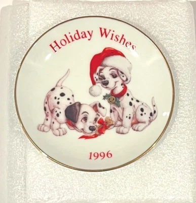 De colección 1996 Disney 101 Dálmatas Deseos de Vacaciones Plato Sello Recuerdo Ornamento Foto 1 de 4