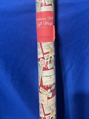 Punch Studio Christmas Wrapping Paper New Nostalgic Cards Design - Image 1 of 2