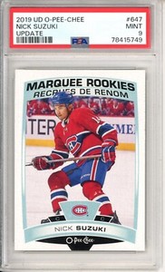 2019-20 Upper Deck Nick Suzuki 647 O-Pee-Chee Update PSA 9 Canadiens Rookie RC