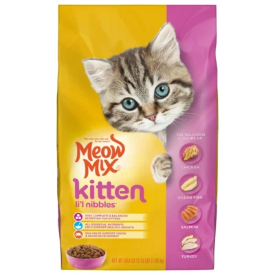 Meow Mix Kitten Li'L Nibbles Dry Cat Food, 3.15-Pound Bag Free & Fast Shipping
