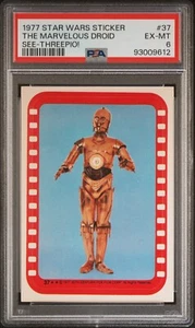 1977 TOPPS #37 STAR WARS STICKER THE MARVELOUS DROID SEE-THREEPIO PSA 6 EX-MT - Picture 1 of 2