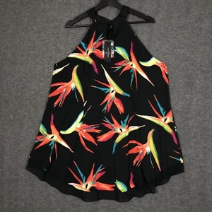  Worthington Swim Coverup 2X Bird Of Paradise Print Halter Dress Tropical Boho - Picture 1 of 11