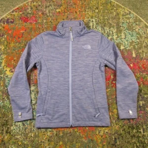 The North Face Fleece Jacket Liner Girls M 10/12 Blueish Purple Striped Full Zip - Picture 1 of 15