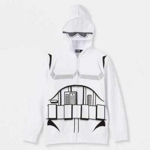 STAR WARS StormTrooper Zip Mask Hoodie KIDS Youth XS Cosplay Shirt White DISNEY - Picture 1 of 3