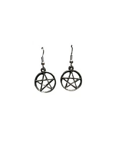 Pendientes colgantes de metal peltre pentagrama claro - Imagen 1 de 2
