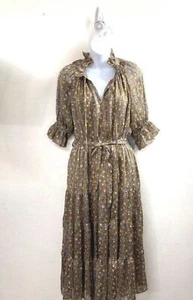 Melloday Brown Dress Floral Pattern Peasant Tiered Cottagecore Nordstrom NWT Med - Picture 1 of 6