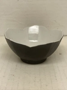 Vintage schwarze Lotusblüte Porzellan Schale/weißes Blütenblatt/OMC Japan - Bild 1 von 4