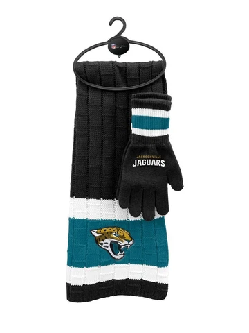Brand New NFL Unisex Winter Knit Scarf and Glove Holiday Gift Set w/ Hanger NEW Cover