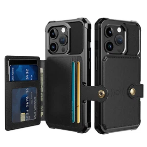 Wallet Case for iPhone 16 Pro Max 15 Plus Card Slots Magnetic Shockproof Cover - Picture 1 of 54