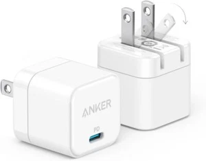 Anker Chargeur USB C, Anker Pack de 2 Chargeur Rapide avec Prise Pliable 20W - Photo 1 sur 7
