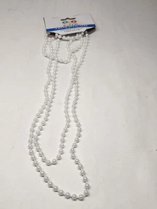 Party Deluxe Perlenkette 32 Zoll lang 2 Stück Set weiße Perlen  - Bild 1 von 3