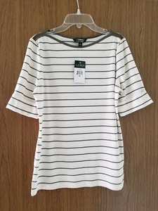 Top Ralph Lauren para mujer a rayas de algodón con cuello barco. Talla XL(US).NUEVO 100% Auténtico - Imagen 1 de 4