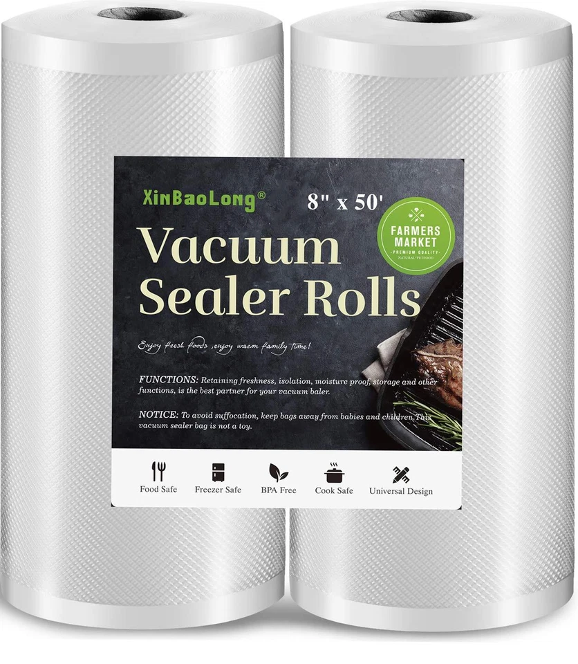 Heavy Duty Vacuum Sealer Bags for Food8inx50 Rolls 2 Pack BPA . 100 Feet