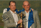 Thomas BJORN & Peter HANSON SIGNED Autograph 12x8 Photo AFTAL COA RYDER CUP Win