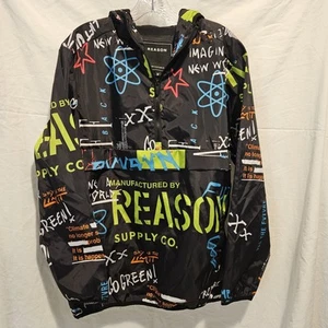 Reason Space Graffiti Half-Zip Hooded Anorak Jacket - Men's Medium - Picture 1 of 5