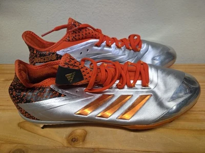 Botines de béisbol ADIDAS Adizero de metal para hombre plateados naranjas para hombre talla 12 Foto 1 de 4