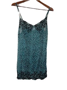 Victorias Secret mini abito donna piccolo blu verde acqua stampa animalier trasparente anni 2000 - Foto 1 di 6