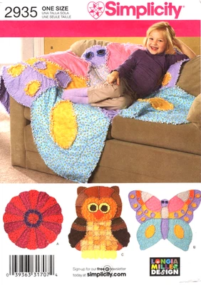 Flower, Owl, Butterfly Rag Quilts, Simplicity Sewing Pattern 2935 Longia Miller - Image 1 of 2