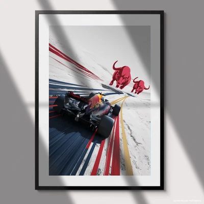 Arte de pared Red Bull Racing F1 Car Bulls impresión de póster Fórmula 1 velocidad Foto 1 de 4