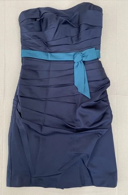 Alfred Angelo Dress Womens Size 8 Blue Formal Prom Wedding Strapless Pencil - Image 1 of 4