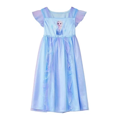 Frozen Elsa Toddler Girl's Blue, Purple Satin And Tulle Ombre Nightgown, Gown - Image 1 of 3