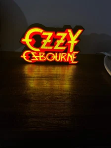 LED Light-Up Sign: Ozzy Osbourne - Red & Yellow Rock & Roll - Picture 1 of 5