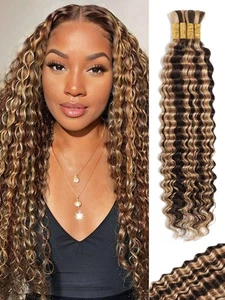Ombre Human Braiding Hair 20 Inch 100 g 4 Bundles Deep Wave Bulk Human Hair f... - Picture 1 of 6