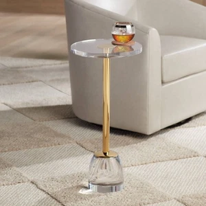 Caldwell 11 3/4" Wide High Shining Gold Round Side Table - Picture 1 of 10