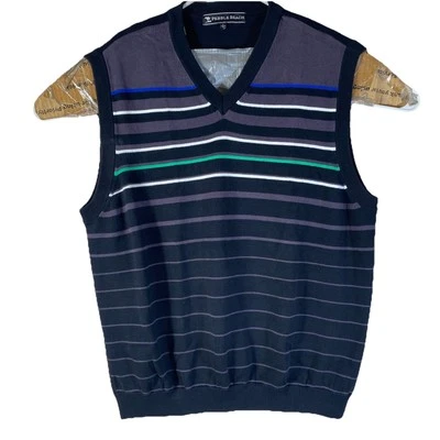 Pebble Beach Men’s Large Golf Sweater Vest Knit Grandpa Cotton Blue Purple - Image 1 of 4