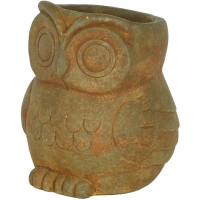 Classic Home and Garden Cement Owl Planter, Small, Rust Brown, 4.5in - Image 1 of 3