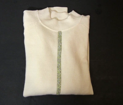 Elie Tahari Women's Wool Blended Knit Sweater Pullover Beads White New - Image 1 of 4