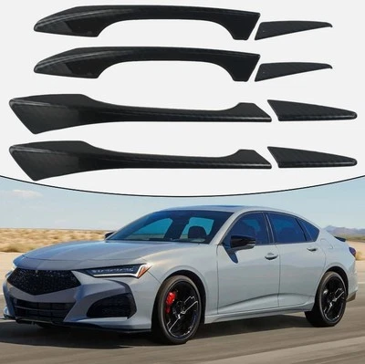 8Pcs For Acura TLX 2015-2022 Carbon Fiber Side Exterior Door Handle Bowl Trim - Image 1 of 4