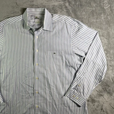 Vestido casual vintage Lacoste masculino listrado manga longa com botões tamanho 44 - Imagem 1 de 4