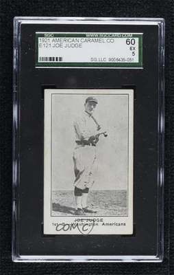 1921-22 American Caramel Series of 80 E121 Joe Judge SGC 60 - Image 1 of 2