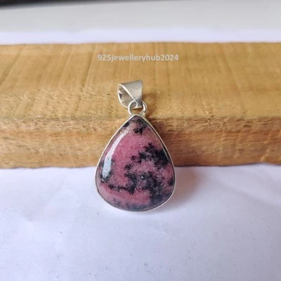 Increíble colgante de piedras preciosas de rodonita de plata de ley 925 PG6226 Foto 1 de 4