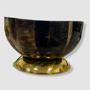 $242 Ladorada Brown Accent Bowl with Horn Brass Base - Picture 1 of 3