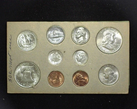 HS&C: 1954 Mint set  Nicely toned. Double coins from all mints. Beautiful set Cover