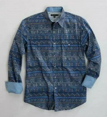 ¡Nuevo! CAMISA OCCIDENTAL AZTECA AZUL Tin Haul para hombre con broches de presión de perlas talla S M L XL 2XL 3XL Foto 1 de 3