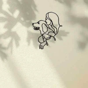Charming Dog & Woman Silhouette Wall Art - Picture 1 of 9