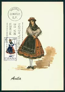 SPAIN MK 1967 COSTUMES AVILA TRACHTEN MAXIMUMKARTE MAXIMUM CARD MC CM m3691 - Picture 1 of 2