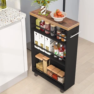 Slim Storage Cart, Rolling Narrow Kitchen Cart on Wheels for Small Place, 4-Tier - Picture 1 of 8