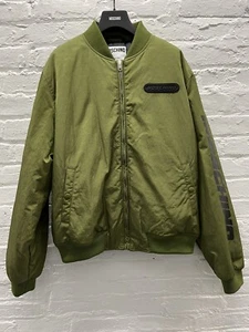 Moschino Logo Zip Up Bomber Jacket Olive Green Size 40 MEDIUM US - Picture 1 of 8