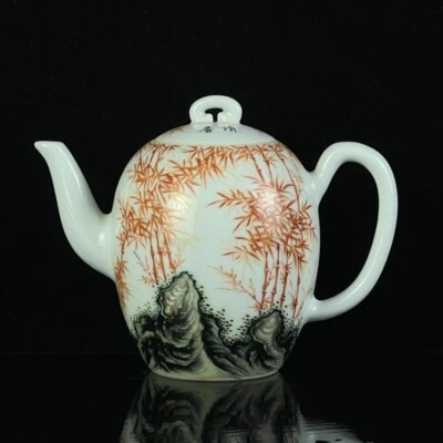 Vaso padrão de nó de bambu vermelho difuso 5 pol. China antiga dinastia Qing Yongzheng - Imagem 1 de 4