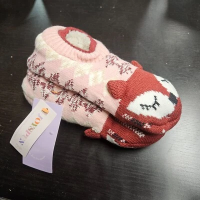 JOYSPUN женщин розовый красный FOX или олень искусственного меха с подкладкой тапочки носки размер 4-10 новый - Изображение 1 из 2