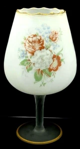 1950's Retro.. White Milky Glass.. Floral Design.. Footed Goblet.. 20 CM High - Picture 1 of 6
