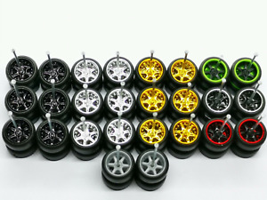 Hot Wheels 6 Spoke Rubber Tire 13 sets  (5 colors) MIX for JDM 1:64 Real Riders