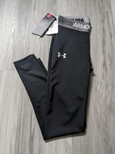 NWT Under Armour Girl Leggings Size Youth Small YSM DRI-FIT Active Pants Black - Picture 1 of 4
